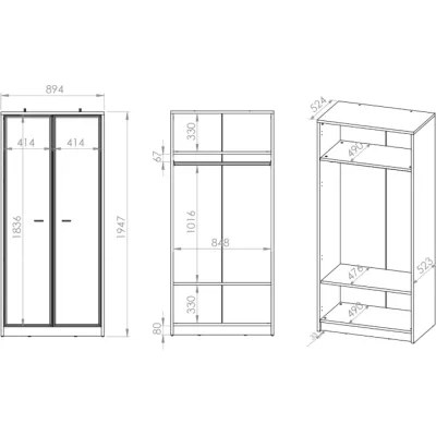 Šatní skříň 89 cm SAFIEH - dub / kašmír