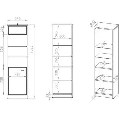 Prosklená vitrína SAFIEH - dub / kašmír