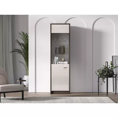 Prosklená vitrína SAFIEH - dub / kašmír