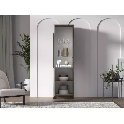 Prosklená vitrína SAFIEH - dub / kašmír