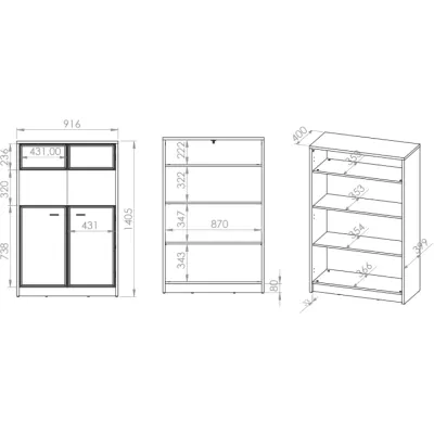 Nízká prosklená vitrína SAFIEH - dub / kašmír