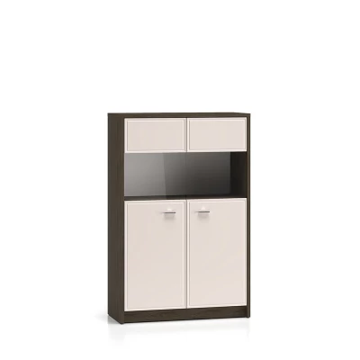 Nízká prosklená vitrína SAFIEH - dub / kašmír