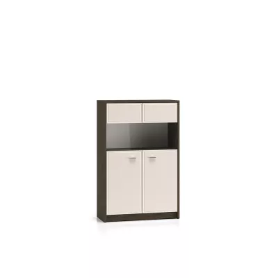 Nízká prosklená vitrína SAFIEH - dub / kašmír