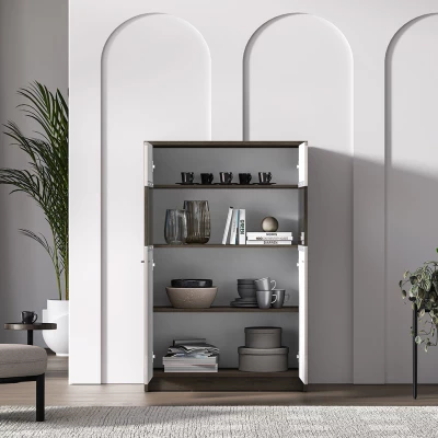 Nízká prosklená vitrína SAFIEH - dub / kašmír