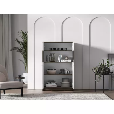 Nízká prosklená vitrína SAFIEH - dub / kašmír