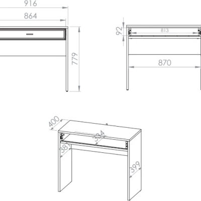 Toaletní stolek SAFIEH - dub / kašmír
