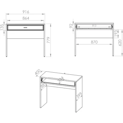 Toaletní stolek SAFIEH - dub / kašmír