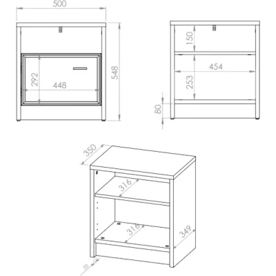 Noční stolek SAFIEH - dub / kašmír