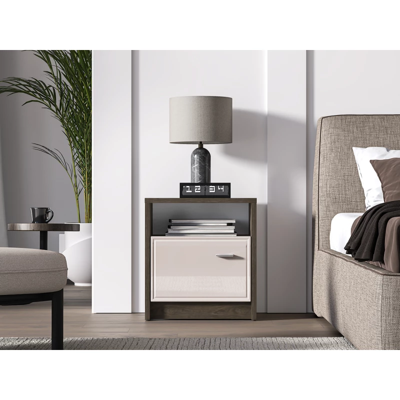 Noční stolek SAFIEH - dub / kašmír