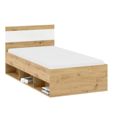 Jednolůžková postel 90x200 ADIRA - dub artisan / bílá