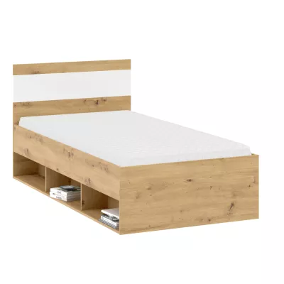 Jednolůžková postel 90x200 ADIRA - dub artisan / bílá