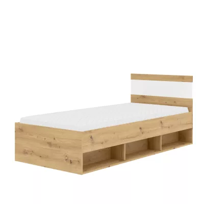 Jednolůžková postel 90x200 ADIRA - dub artisan / bílá