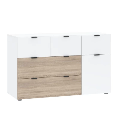 Komoda se šuplíky ZARA - bílá / dub