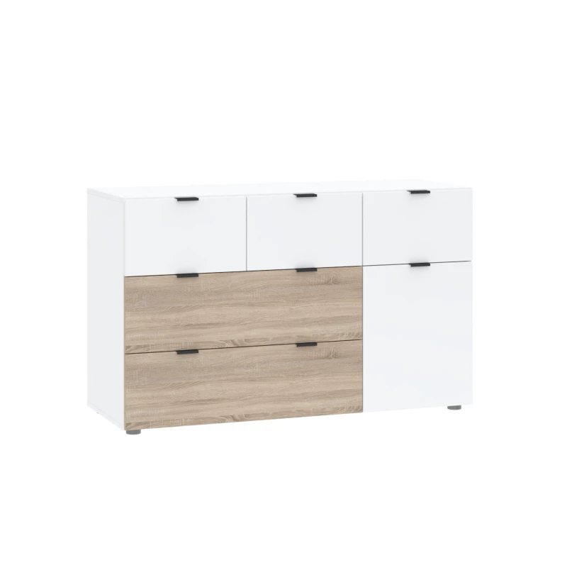 Komoda se šuplíky ZARA - bílá / dub