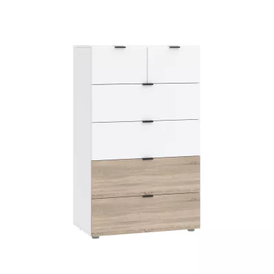 Šuplíková komoda ZARA - bílá / dub