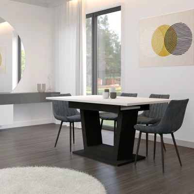 Rozkládací jídelní stůl 160(200)x60 ZANDER - bílý / černý