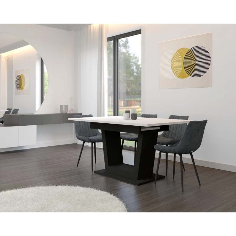 Rozkládací jídelní stůl 160(200)x60 ZANDER - bílý / černý