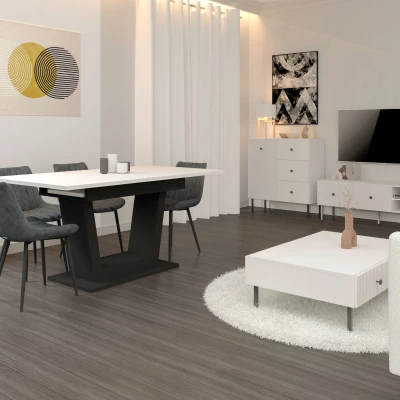 Rozkládací jídelní stůl 160(200)x60 ZANDER - bílý / černý