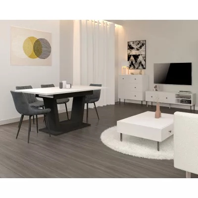 Rozkládací jídelní stůl 160(200)x60 ZANDER - bílý / černý