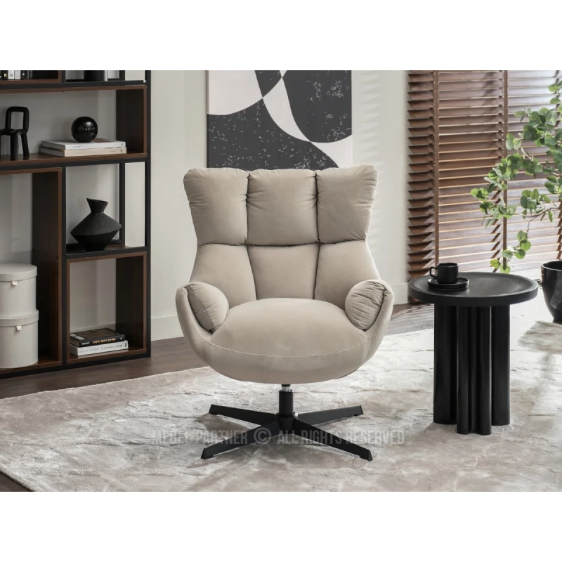 Otočné křeslo BOJANA - béžové / černé
