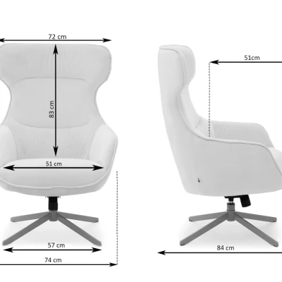 Otočné křeslo ušák BRADEN - béžové / černé