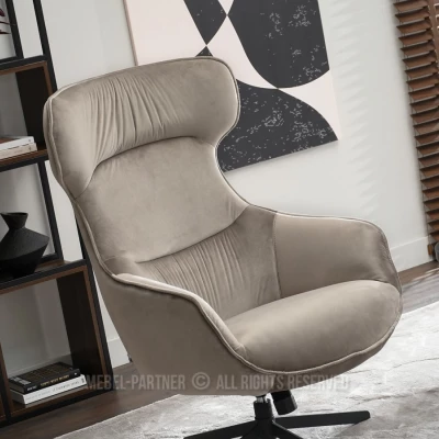 Otočné křeslo ušák BRADEN - béžové / černé