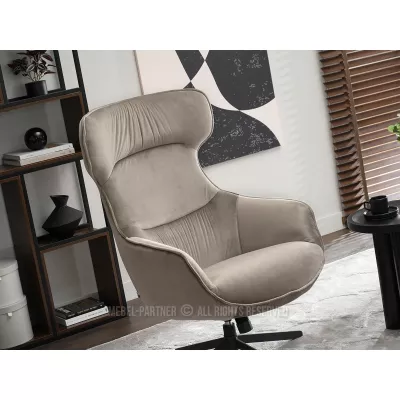 Otočné křeslo ušák BRADEN - béžové / černé