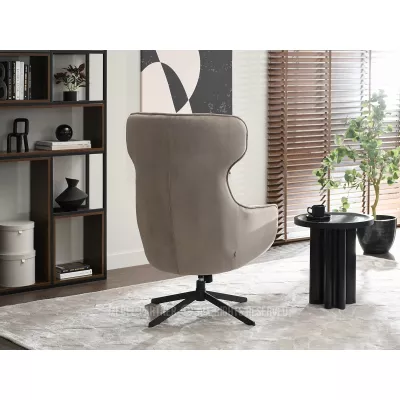 Otočné křeslo ušák BRADEN - béžové / černé