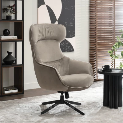 Otočné křeslo ušák BRADEN - béžové / černé