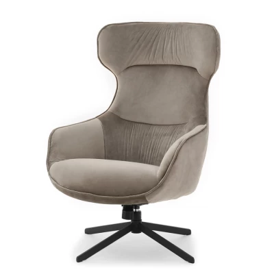 Otočné křeslo ušák BRADEN - béžové / černé