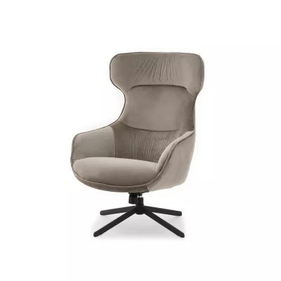 Otočné křeslo ušák BRADEN - béžové / černé