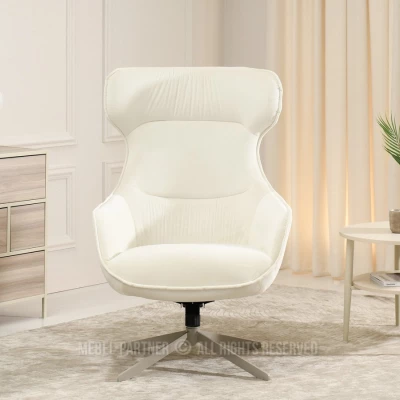 Otočné křeslo ušák BRADEN - krémové / béžové