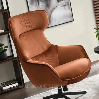 Otočné křeslo ušák BRADEN - měděné / černé