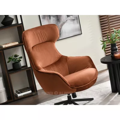 Otočné křeslo ušák BRADEN - měděné / černé