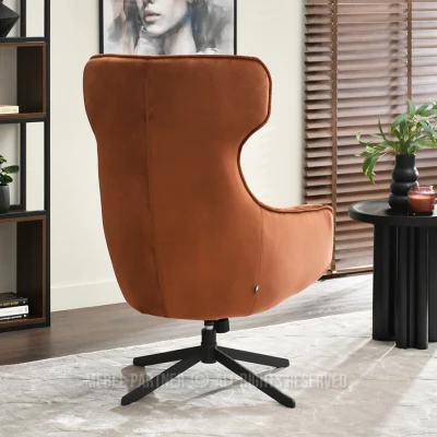 Otočné křeslo ušák BRADEN - měděné / černé