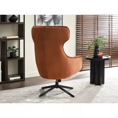 Otočné křeslo ušák BRADEN - měděné / černé