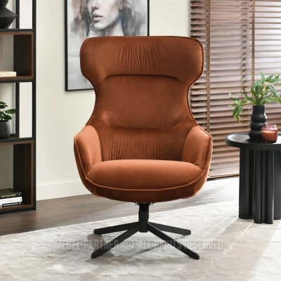 Otočné křeslo ušák BRADEN - měděné / černé