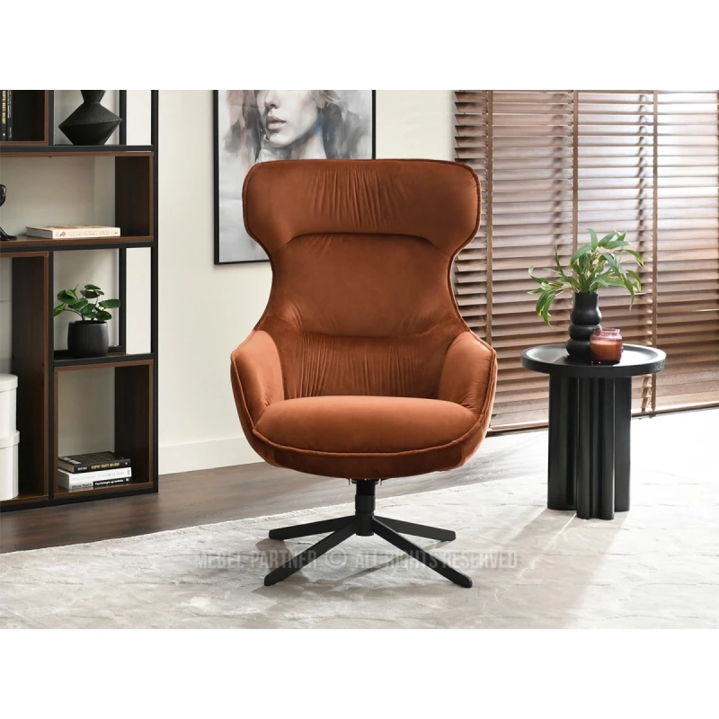 Otočné křeslo ušák BRADEN - měděné / černé