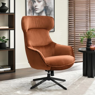 Otočné křeslo ušák BRADEN - měděné / černé