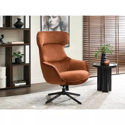 Otočné křeslo ušák BRADEN - měděné / černé