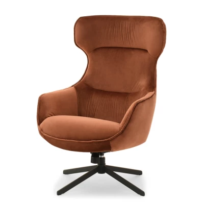 Otočné křeslo ušák BRADEN - měděné / černé