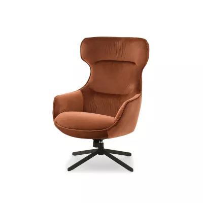 Otočné křeslo ušák BRADEN - měděné / černé