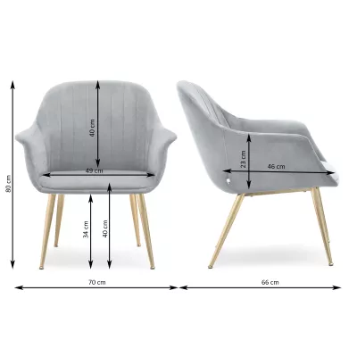 Čalouněné křeslo RAUL - krémové / zlaté