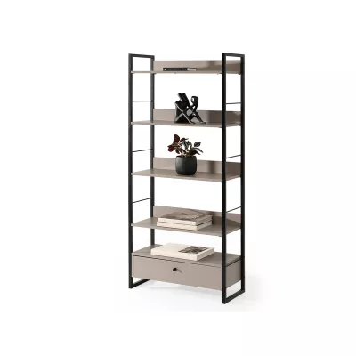 Policový regál SORLEY se šuplíkem - béžový / černý