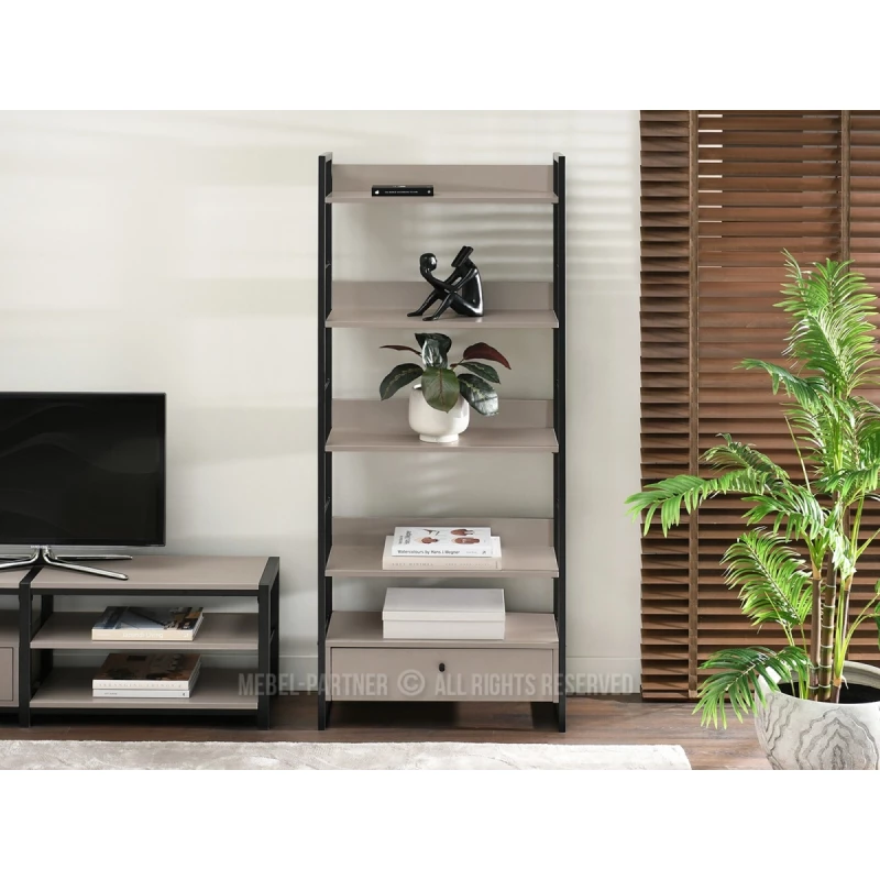 Policový regál SORLEY se šuplíkem - béžový / černý