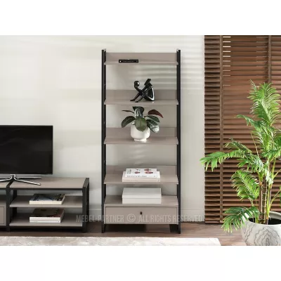 Policový regál SORLEY se šuplíkem - béžový / černý