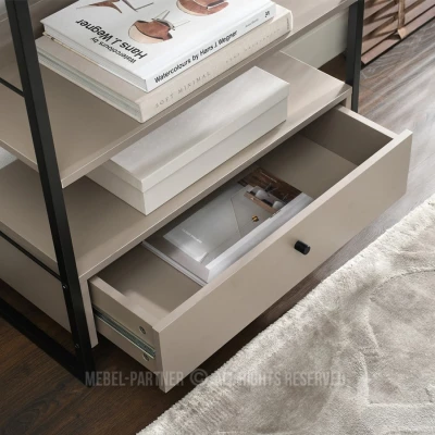 Policový regál SORLEY se šuplíkem - béžový / černý