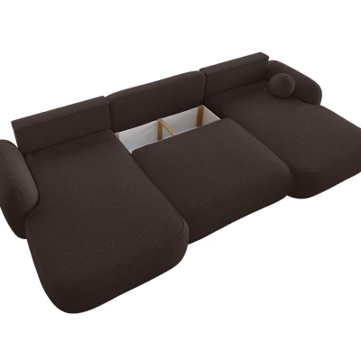 Rozkládací sedací souprava do U MOHYLA s úložným prostorem - hnědá