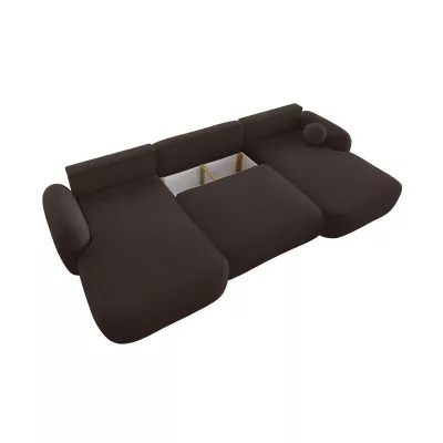 Rozkládací sedací souprava do U MOHYLA s úložným prostorem - hnědá
