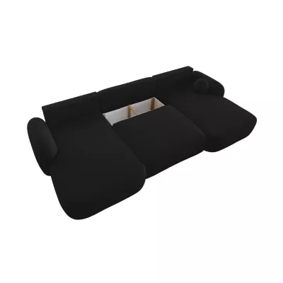 Rozkládací sedací souprava do U MOHYLA s úložným prostorem - černá